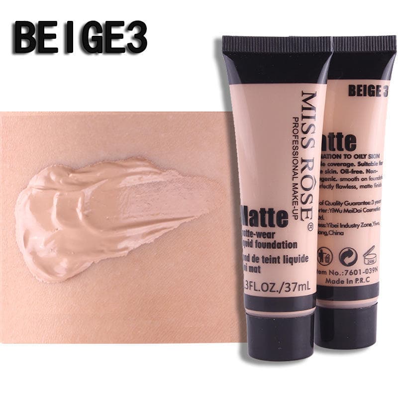 MISS ROSE 37ml/pc Exquisite Girl Concealer Foundation Long Lasting Foundations & Concealers Natural Translucent Large Capacity Portable Makeup Base Beige3