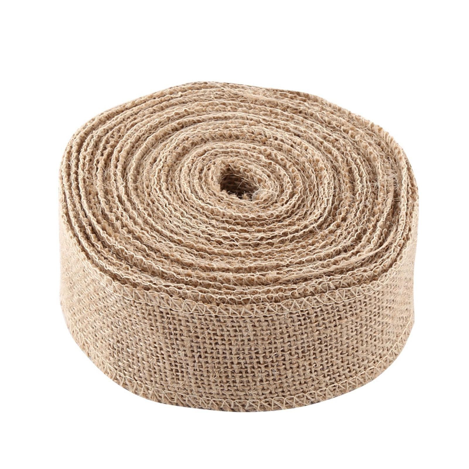 10M Natural Hessian Jute Burlap Fabric Gift Wrapping Ribbon Table Runner (5CM ) white