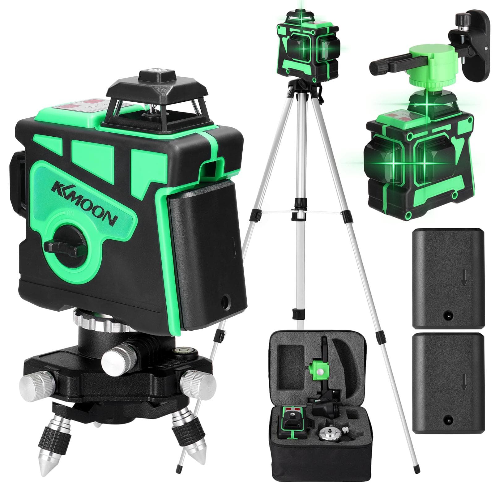 KKmoon Multifunctional Self-leveling 3D 12 Lines Laser Level Tool Vertical Horizontal Lines with EU Plug 2pcs batteries