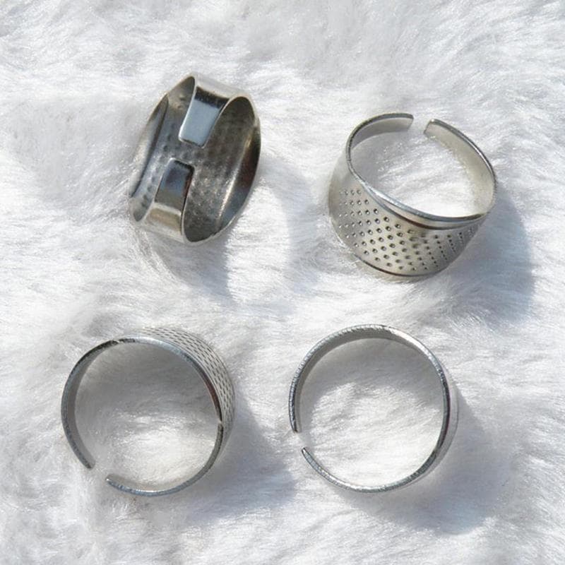 Home DIY Protector Needles Sewing Finger Ring Tools  Adjustable Quilting Thimbles silver