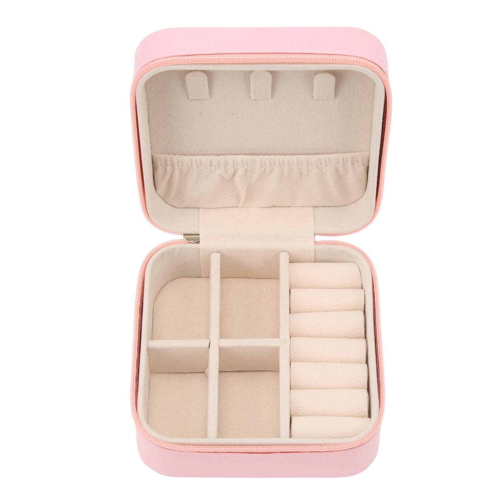 PU Leather Travel Jewelry Box Portable Compartment Storage Areas Soft Lining Bracelet Jewelry