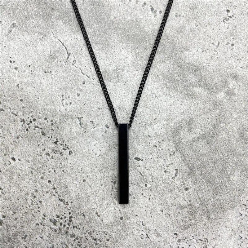 hot classic Rectangle Pendant Necklace Stainless Steel Black color Cuban Chain Necklace For Men Jewelry Gift 50cm black