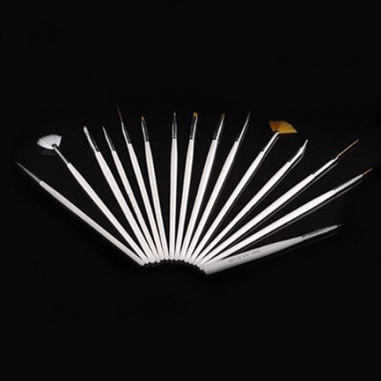 15 Pcs Nail Art Gel Design Pen Painting Polish Brush Dotting Drawing Tool Set 15pcs white