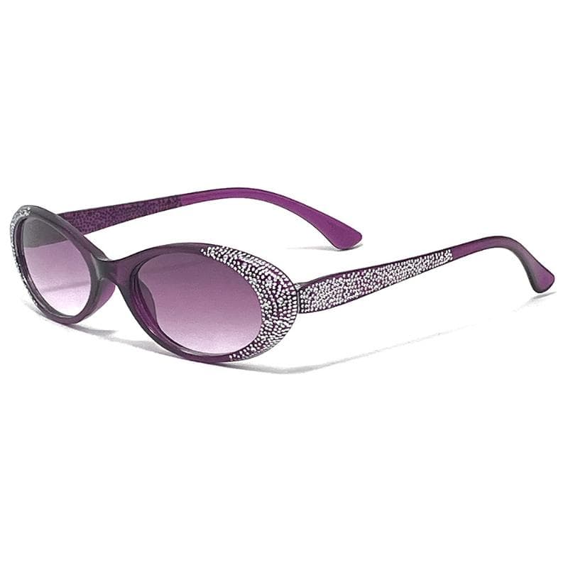 Oval Diamond Studded Sunglasses UV Protection Ultra-light Ladies Glasses Stylish Women Eyewear Trendy Fashion