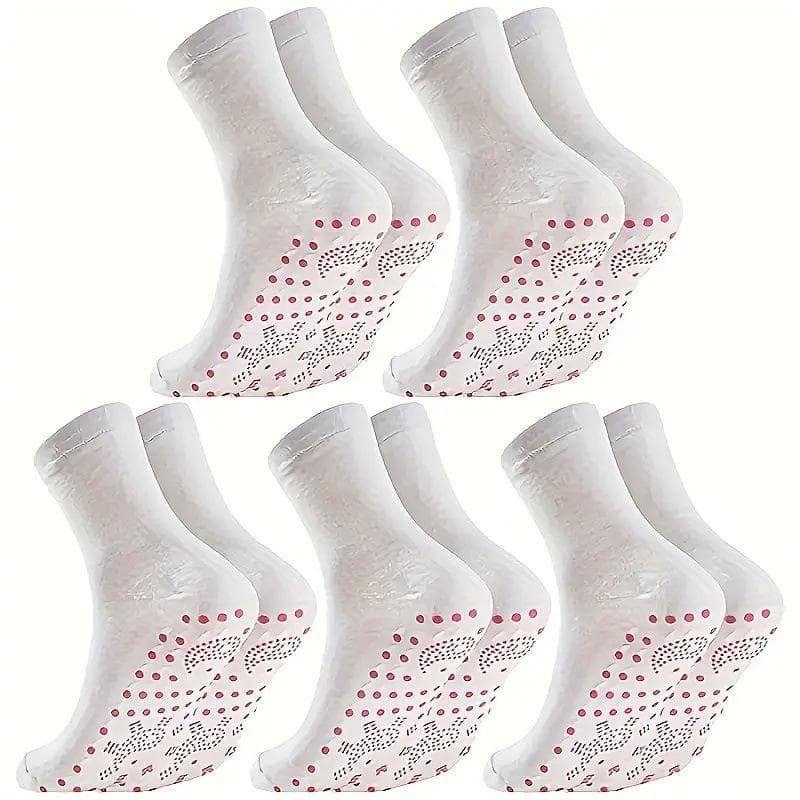 1/3/5pairs Tourmaline Self-Heating Socks Winter Warm Thermal Health Care Socks Slimming Health Short Sock Magnetic Therapy Sock 5 pairs white