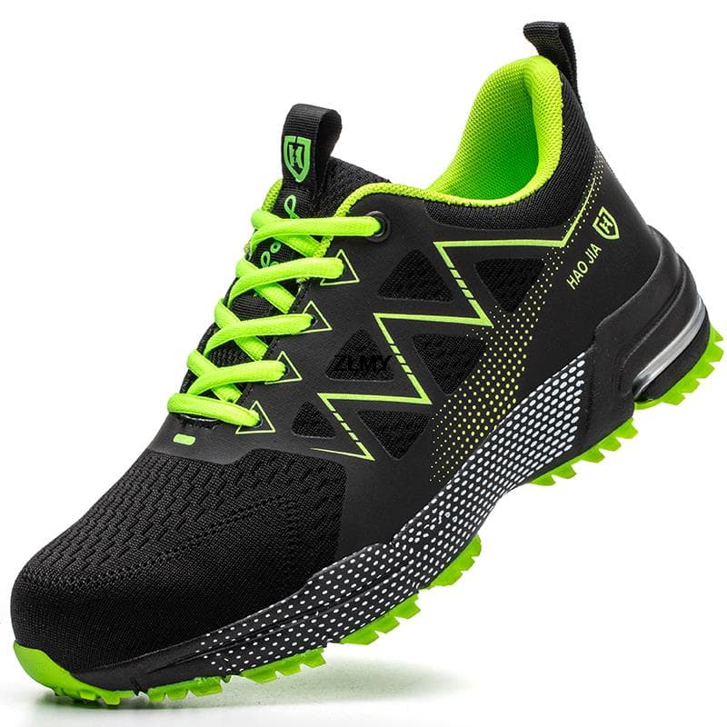 Anti-stab Safety Shoes Men Steel Toe Sneakers Puncture Proof Breathable Work Safety Boots Man Comfy Construction Work Shoes Male EU41 green