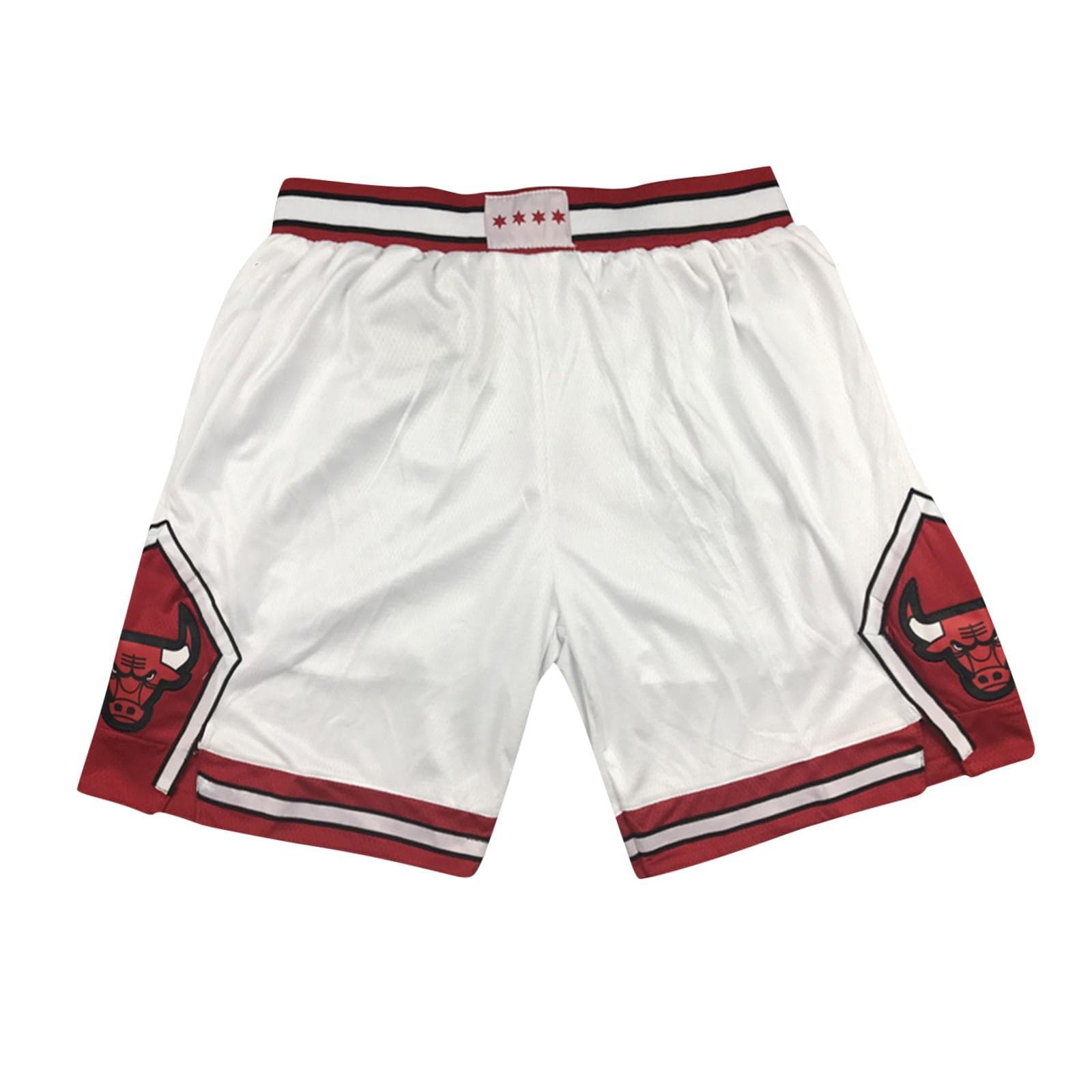 Bulls Retro Embroidered Drawstring Cropped Basketball Shorts Training Shorts M white