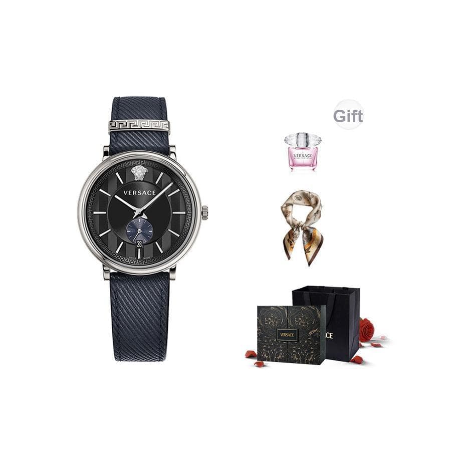 Versace Quartz Watch Black Dial Limited Edition Gift Box With Scarf And Perfume Luxury Business Fashion Classic Couple Watch Men watches VBQ010017 Black Dial
