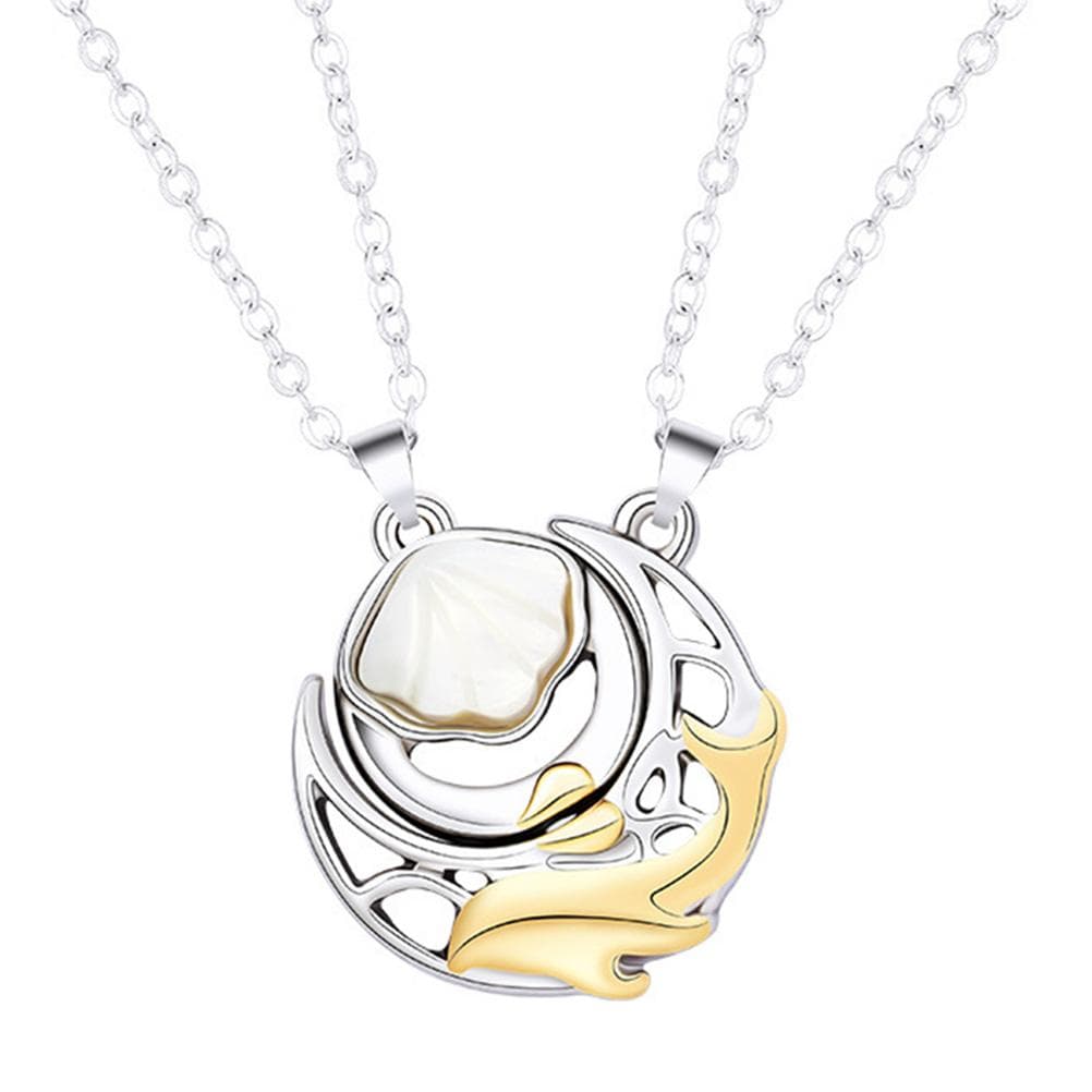 Couple Matching Necklace Best Friend Magnetic Necklaces Whale Necklace and Shell Necklace Gift for