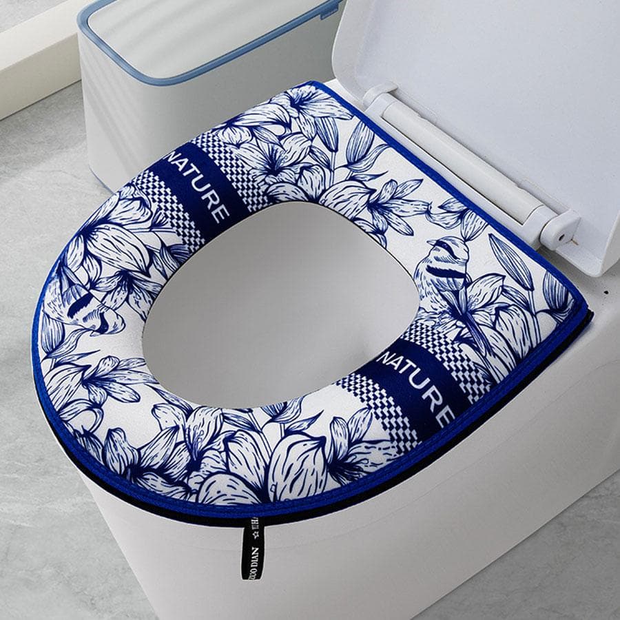 1Pcs Thickened Toilet Seat Zipper Toilet Cover Cartoon Universal Waterproof Toilet Cover Simple Universal Waterproof Toilet Seat PadToilet Heating Pad blue
