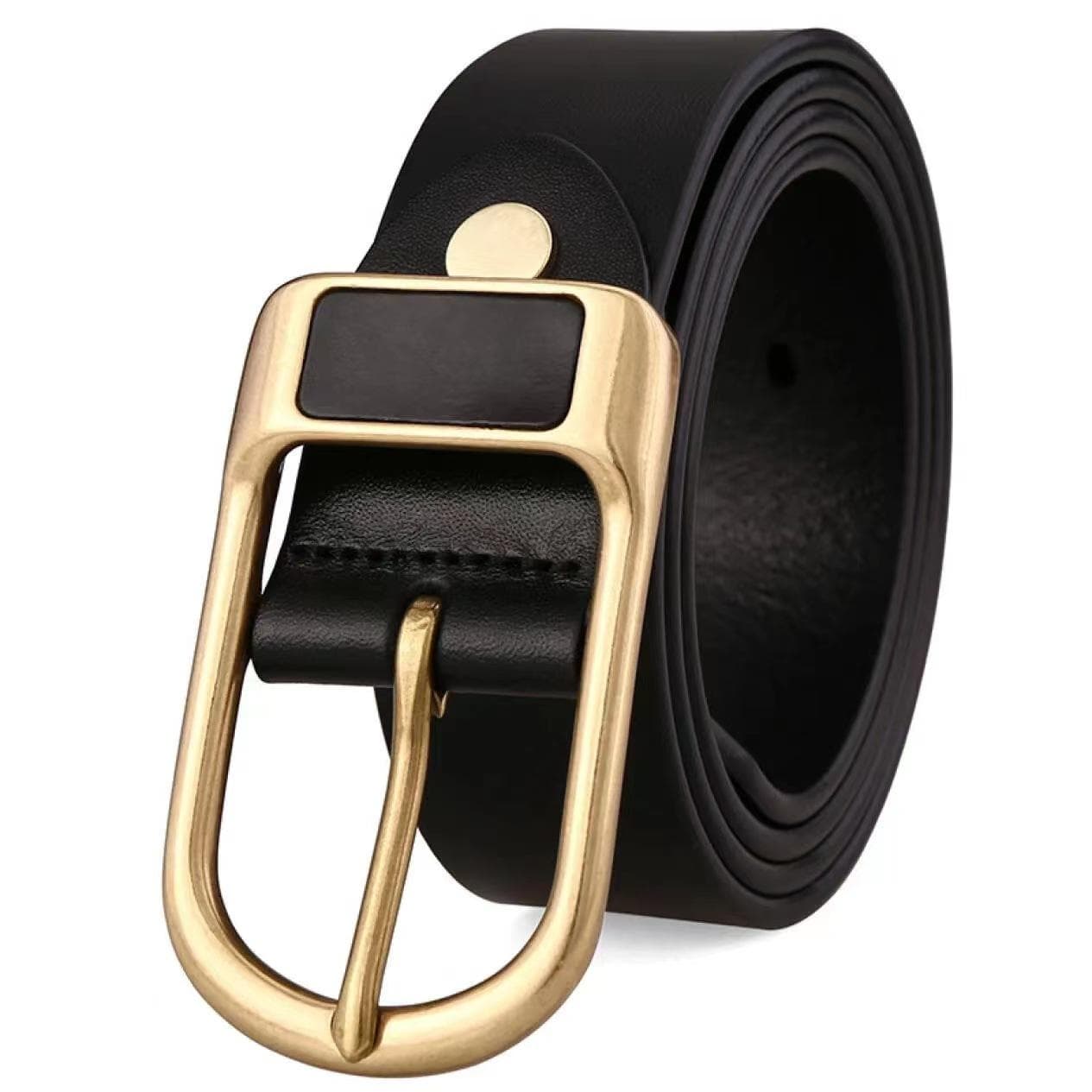New Men High Quality Belt Automatic Buckle  Leather Men's Belt 130CM black