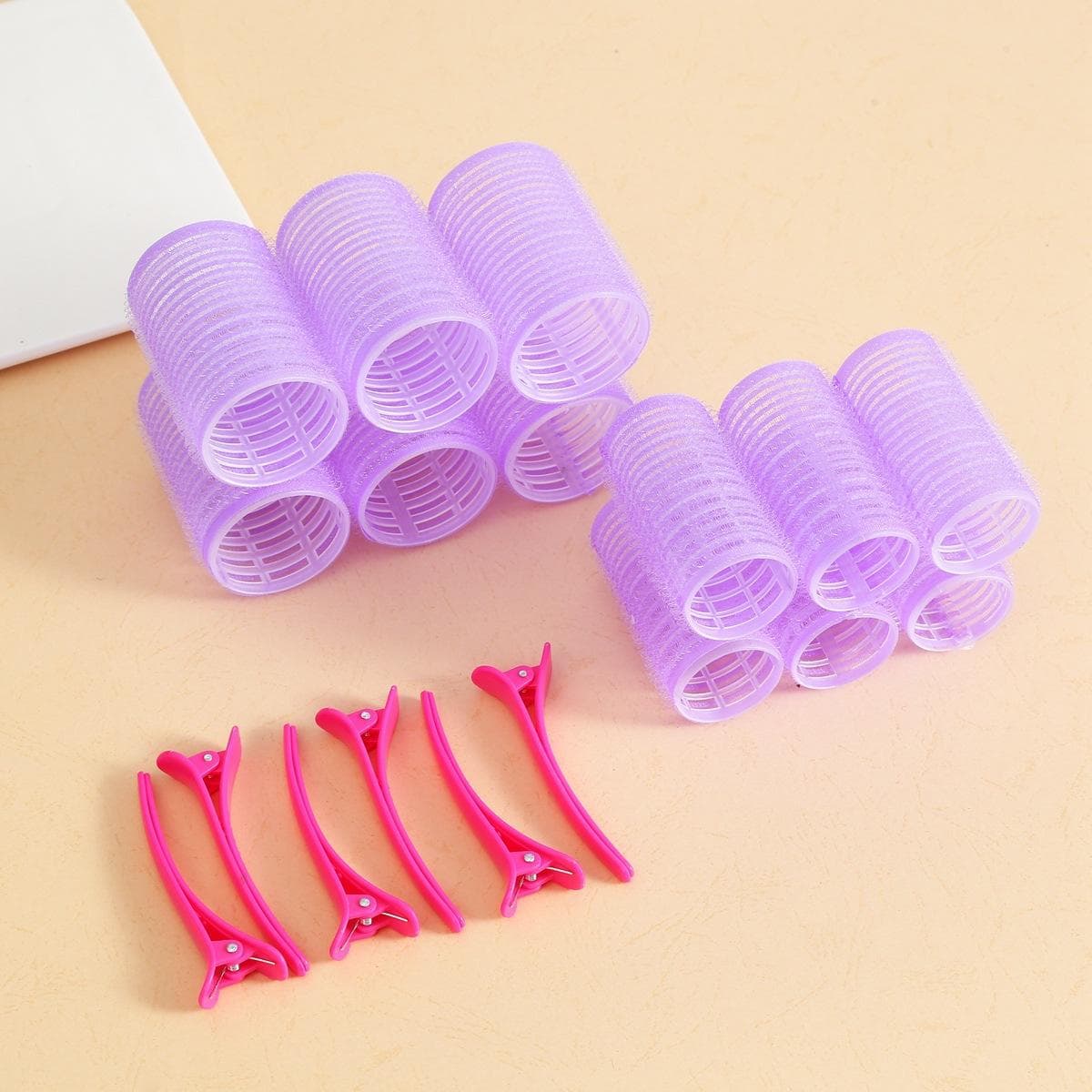 18pcs/Set Large Size Hair Rollers With Clips, Self-Gripping Curler Suitable For Hair And Bangs, DIY Hair Curling Tool Hair Rollers purple