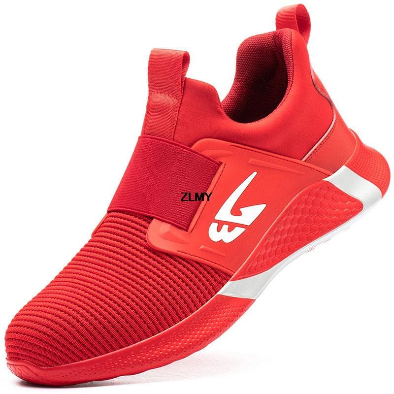 Breathable Safety Shoes Men Women Steel Toe Work Shoes Puncture Proof Work Safety Boots Light Anti-smash Sneaker New Man Fashion 40 red