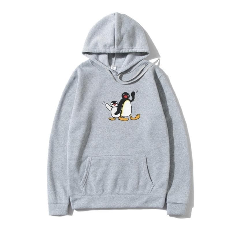 Pingu Men's Pullover Penguin Series Cartoon Meme Kids Retro Cute Funny Funny Hoody Camisas Hoodie Pullover Premium Cotton XXXL silver