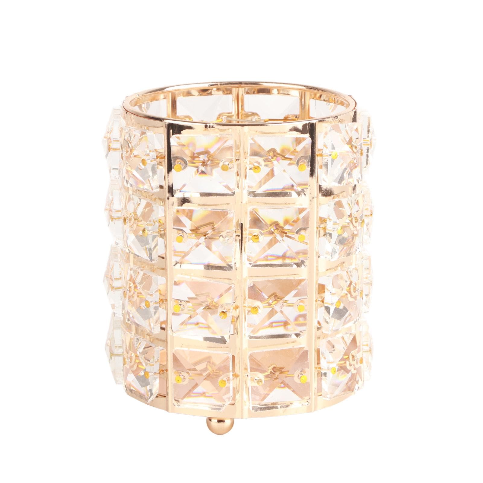 Desktop Storage Pen Organizers Crystal Pen Pencil Holder for Makeup Brush Tableware Desk Organizers gold