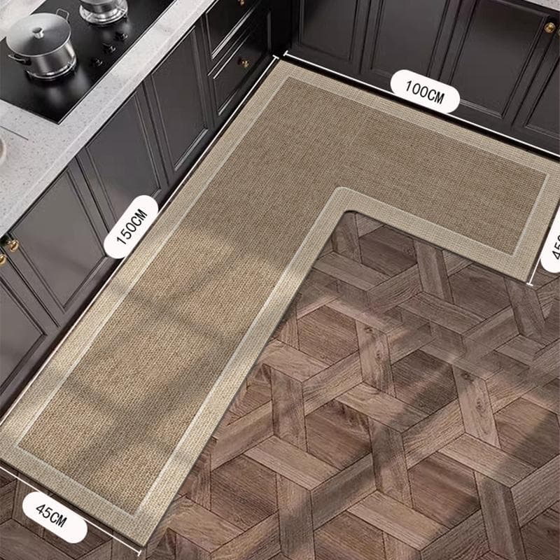 Kitchen Carpet L Shape Non-slip Floor Mat Diatom Mud Absorbent Mats Home Decoration Rug Oil Absorption Imitation Linen Carpets 80x160x45cm