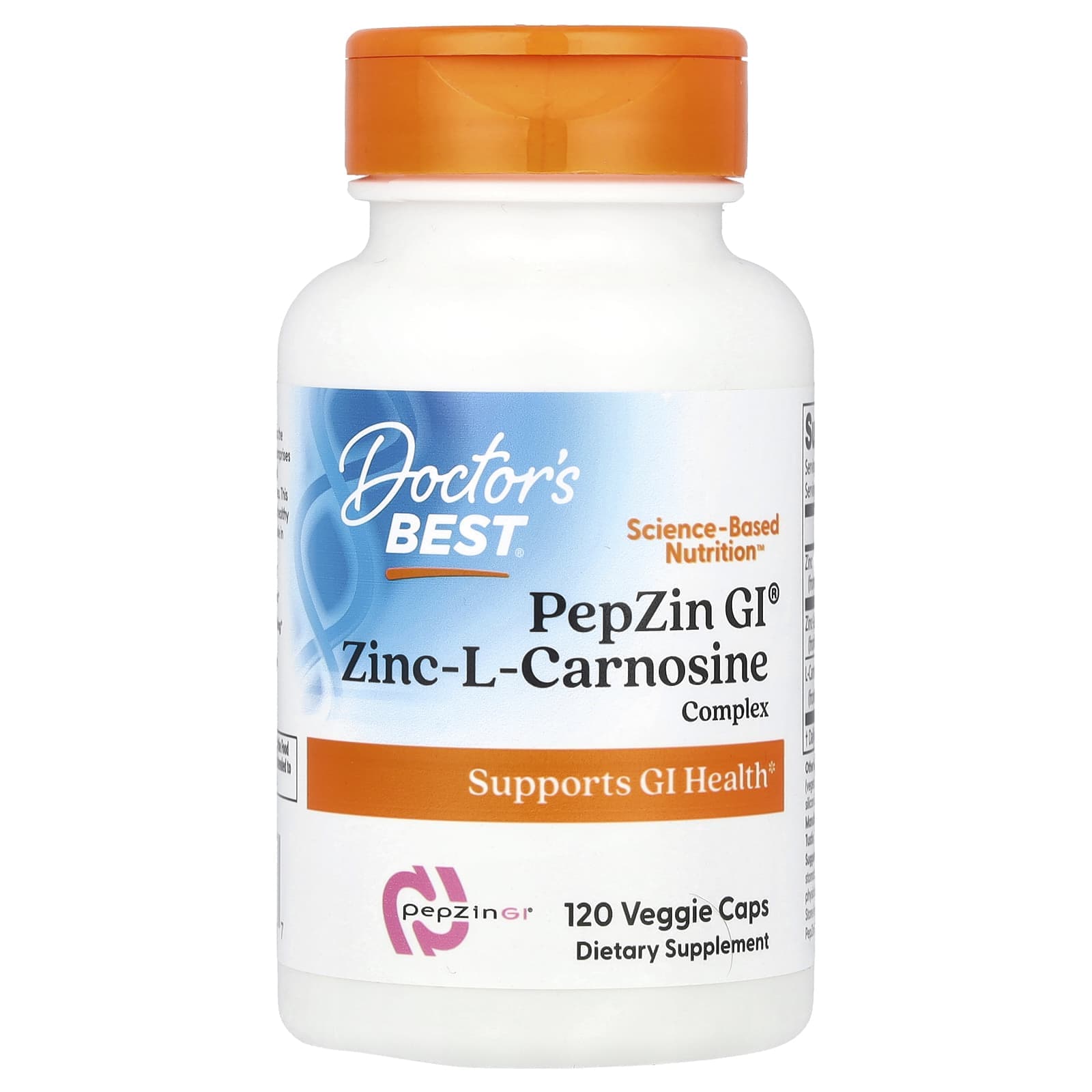 Doctor's Best, PepZin GI®, Zinc l-Carnosine Complex, 120 Veggie Capsules