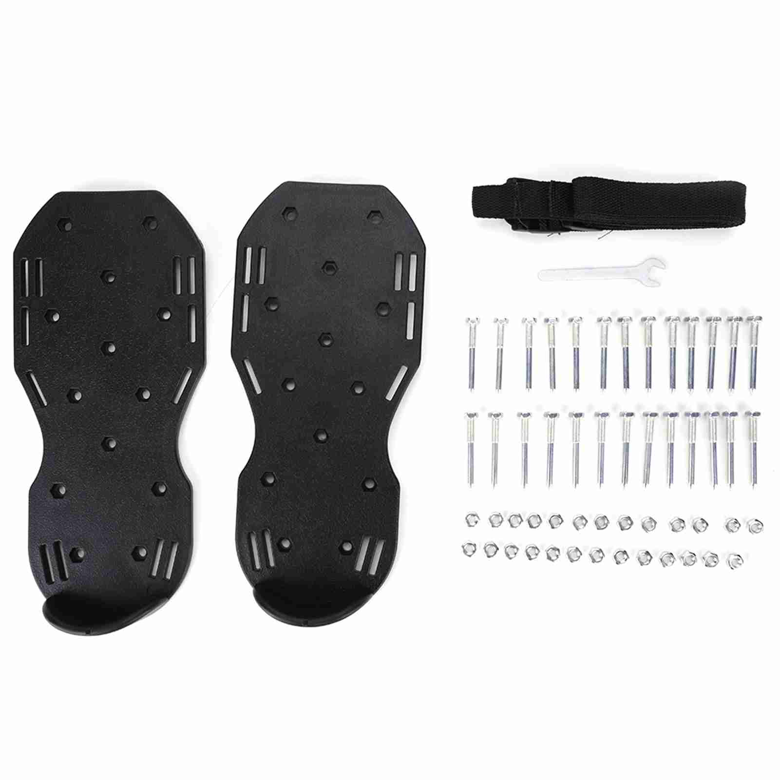 1 Pair of Lawn Aerator Sandals Heavy Duty Grass Spiked Shoes with Plastic Buckle Garden Tool White