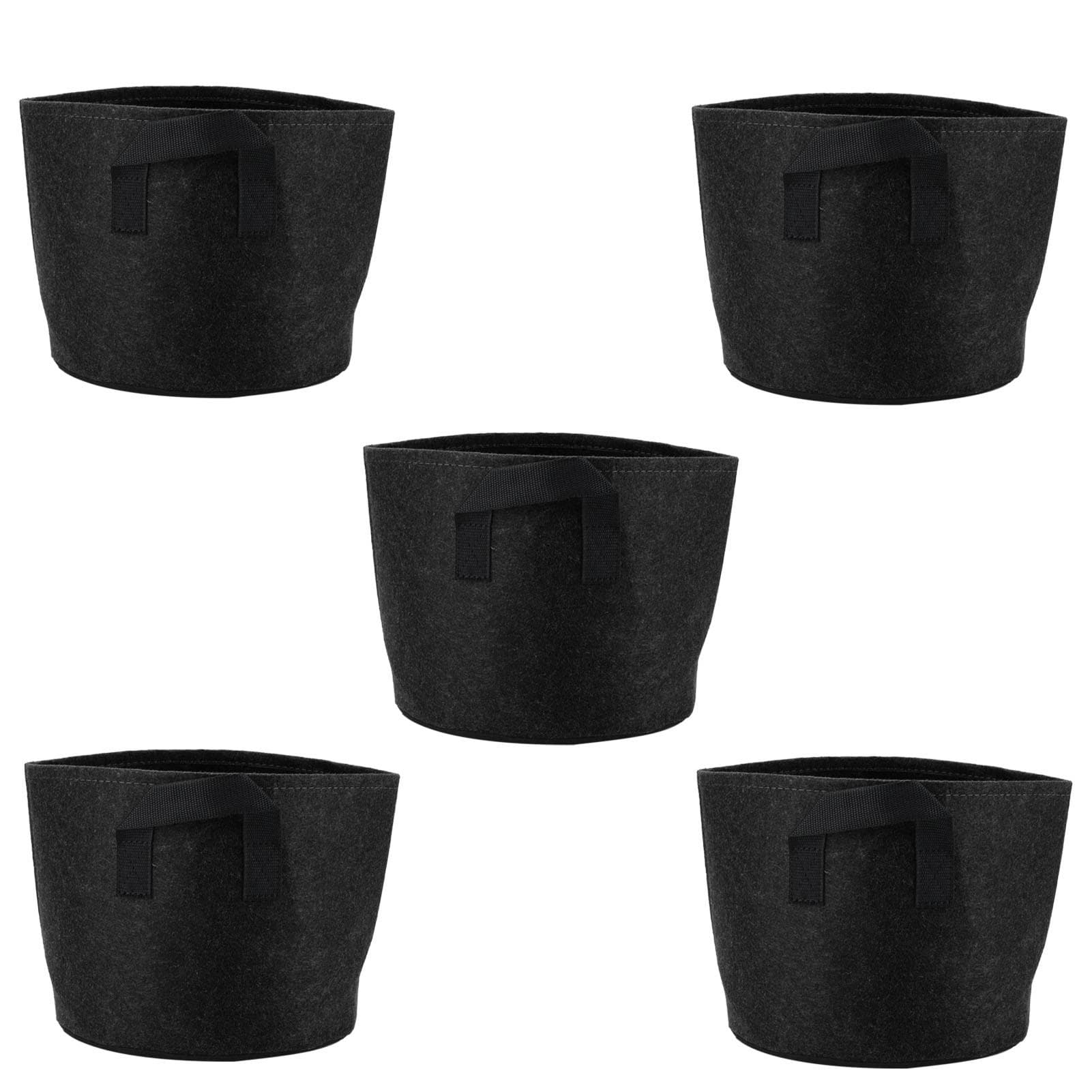 5PCS 3 Gallon Grow Bags Non Woven Fabric Gardening Pots Vegetable Potato Tomato Flower Growing black