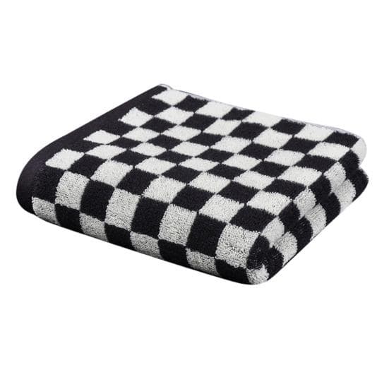 Pure Cotton Hand Towel Plaid Print Lightweight Water Absorbent Decorative Towel Gym Quick-Dry Washcloth black