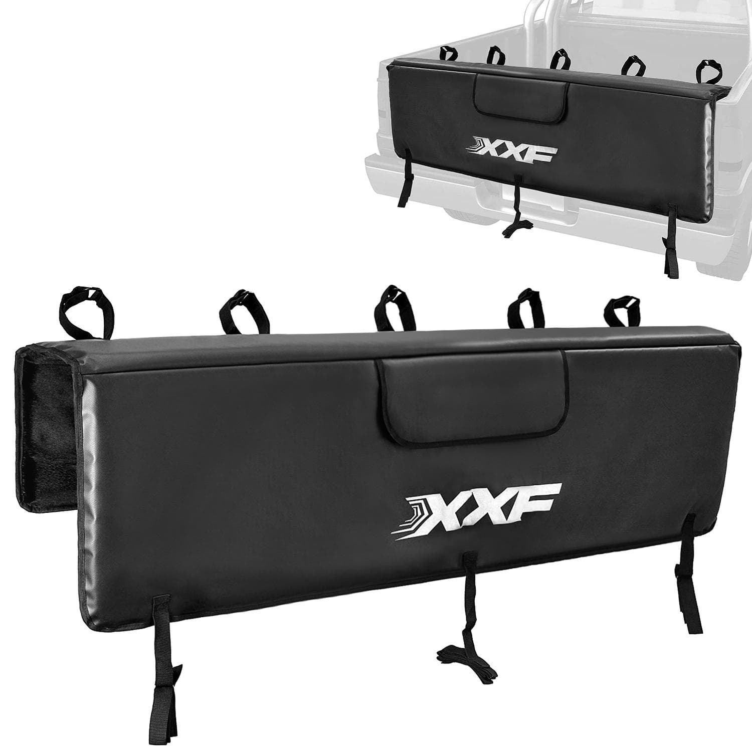 Tailgate Cover Protection Pad Mountain Bike Pick-up Pad with 5 Bike Frame Fixing Straps for Truck black
