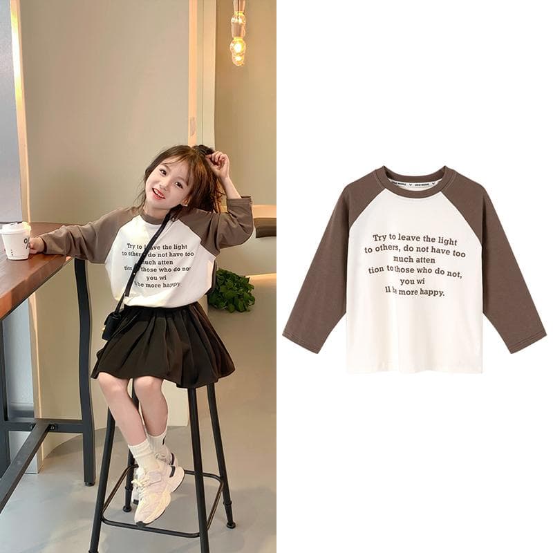 Girls' T-shirt Long-sleeved Children's Spring Bottoming Shirt Western-style Girls' Tops Are Fashionable In Spring 150cm
