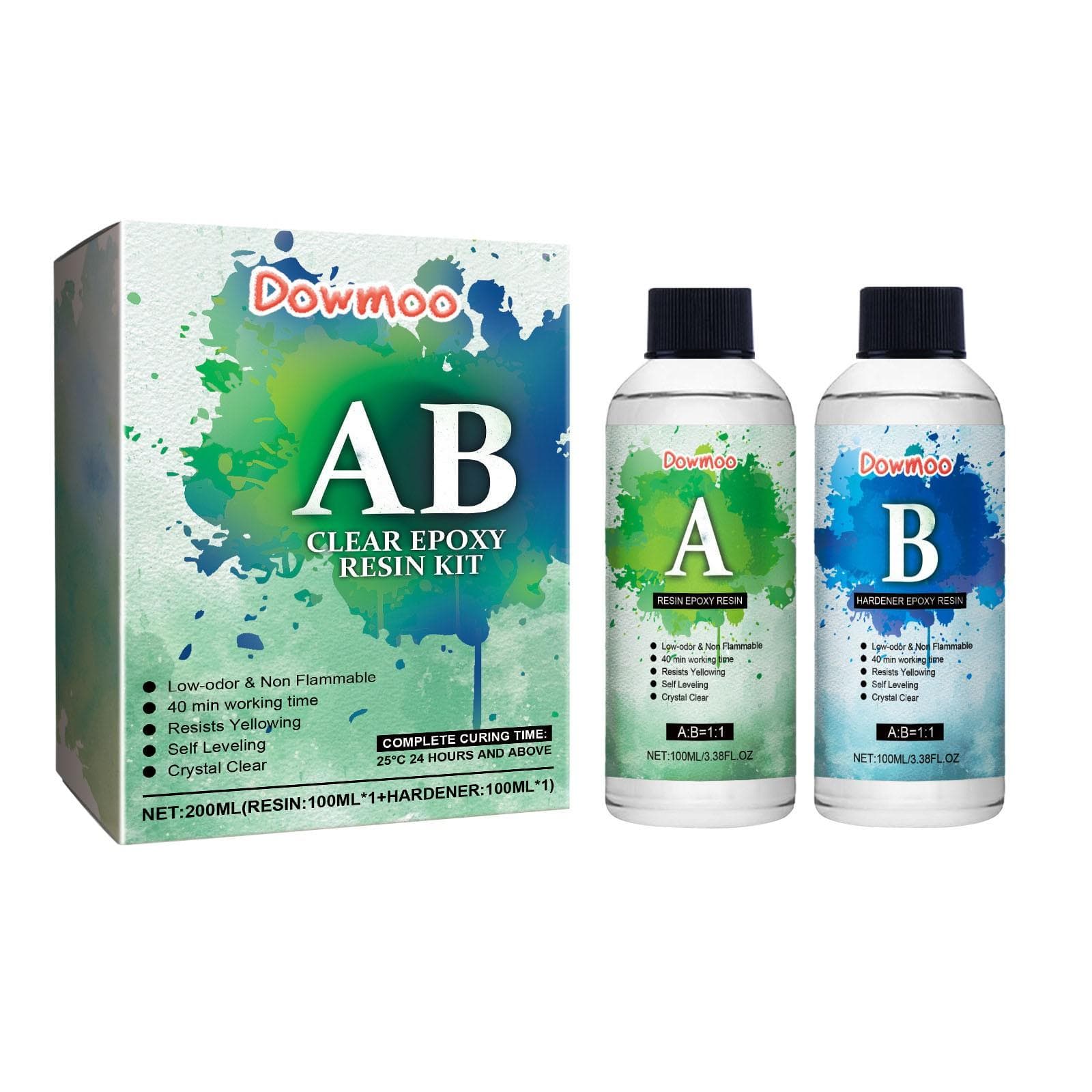 Epoxy Resin,Epoxy Resin Crystal Clear-Not Yellowing And No Bubble Self Leveling Easy Mix 1:1 Casting & Coating For DIY Jewelry Making Of The Art Resin