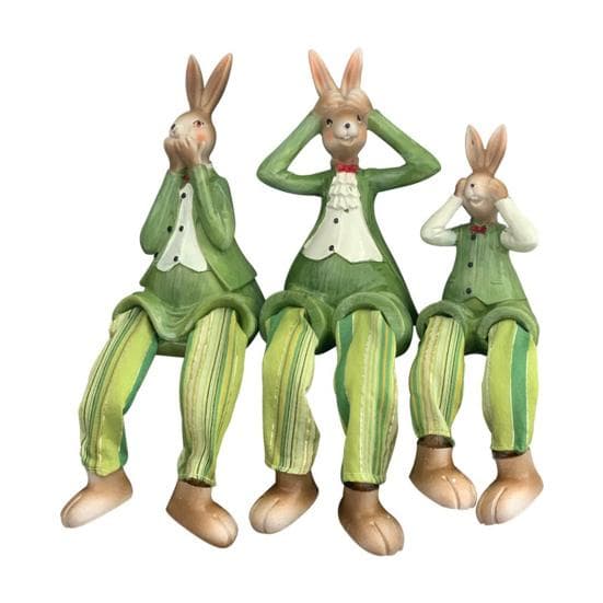3Pcs Creative Anti-fading Anti-deformed Bunny Sculpture Purple Green Rabbit Table Ornament Home Supplies green