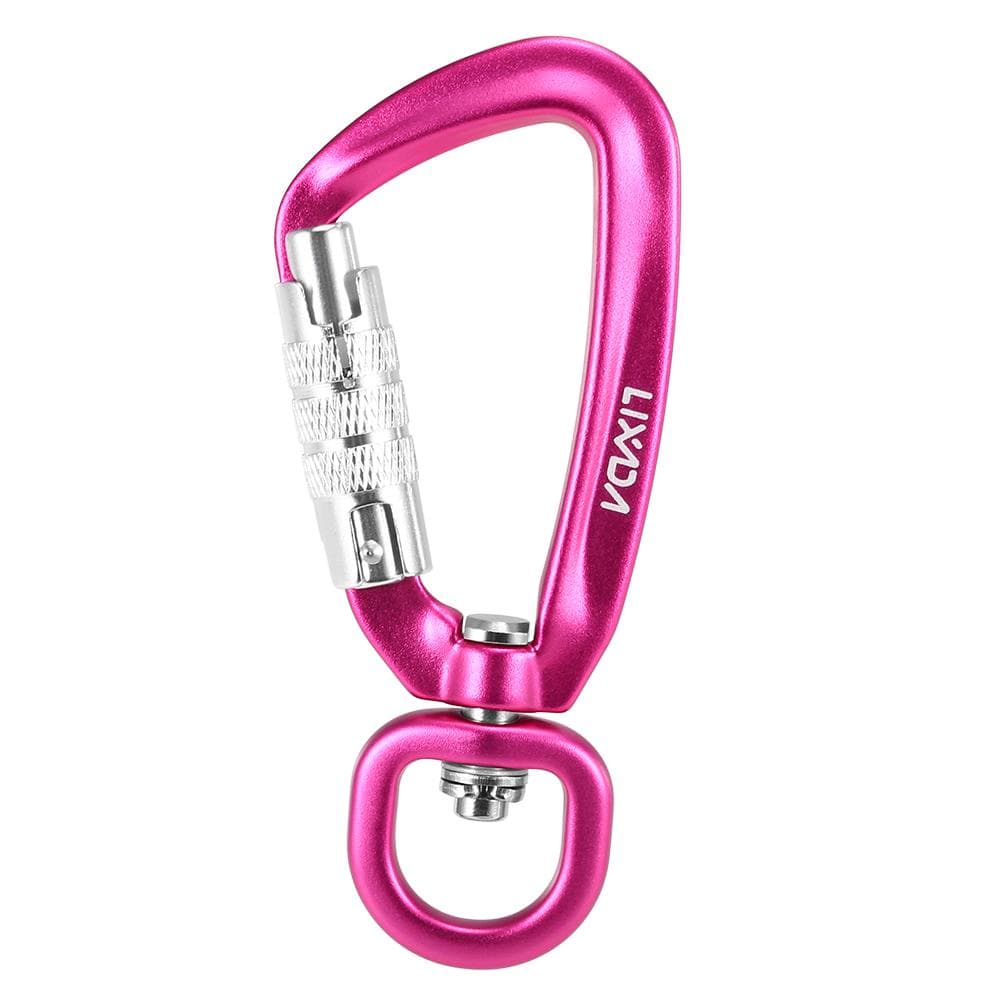 Lixada Swivel Carabiner Clip 360° Rotatable Spinner Carabiner Small Auto Locking Carabiner C-ring Rose