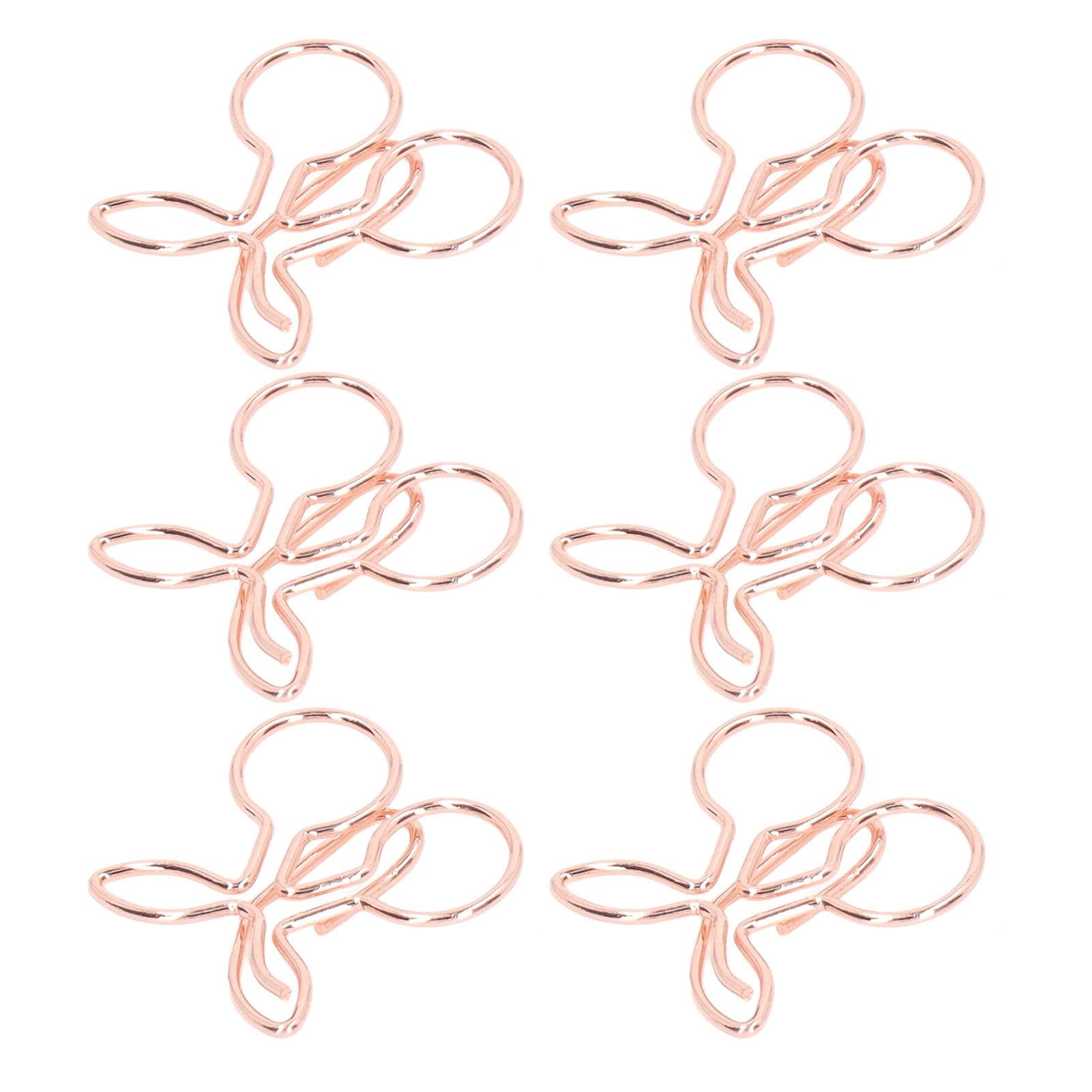 100 PCS Paper Clips Portable Lovely Practical Electroplating Rose Gold Metal Paper Clip Box Office