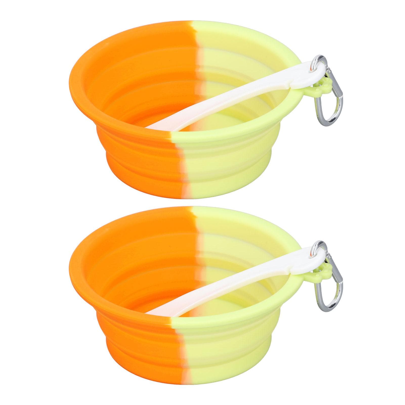 2PCS Foldable Pet Bowl 380ml Silicone Portable Feeding Watering Dish Travel Bowl for Dogs Cats and