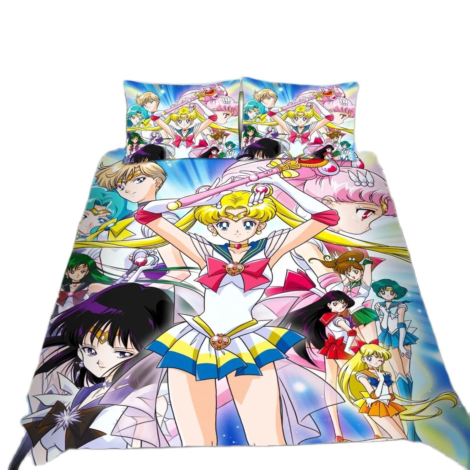 Kawaii Anime Sailor Moon Bedding Set Beautiful Girl Duvet Cover Girls Pink Quilt King Queen Twin Comforter Set with Pillowcase 135x200cm 2pcs