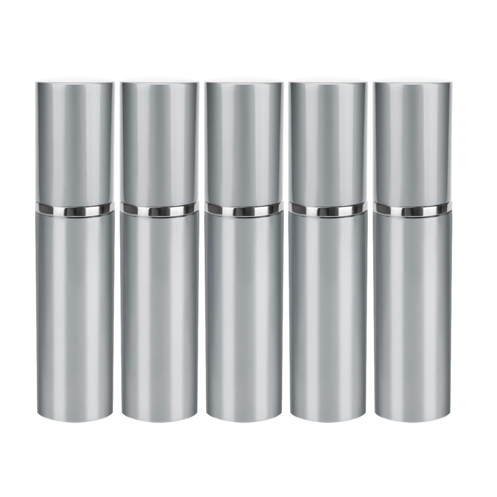 5PCS 10ml Refillable Mini Perfume Bottle Portable Aluminum Atomizer Perfume Spray Bottle Cosmetic silver