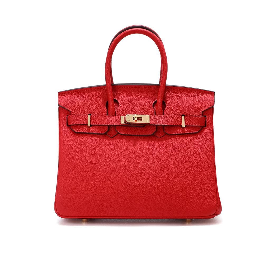 Head Layer Cowhide Platinum Bag Genuine Leather Women's Bag Large Capacity Handbag Women's High-end Sense Commuting Shoulder Cross Shoulder Bag 35CM strapless red