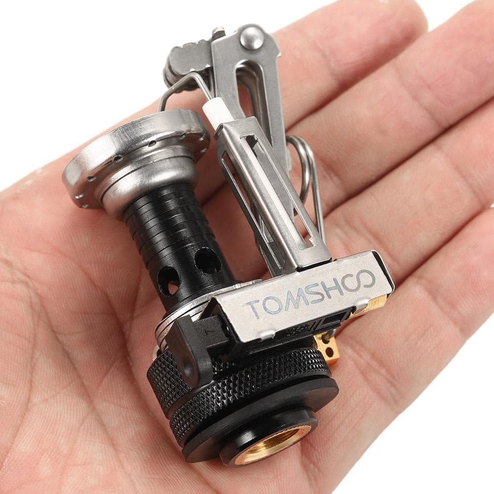TOMSHOO Mini Backpacking Canister Stove Burners Camping Outdoor Cooking black