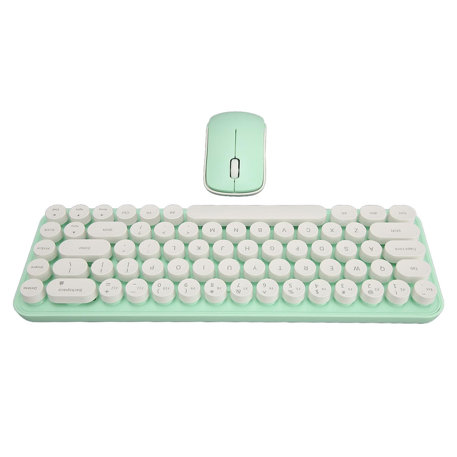 Wireless Keyboard Mouse Combo Mini Portable Retro Silent 2.4G Wireless 68 Keys Office Keyboard green