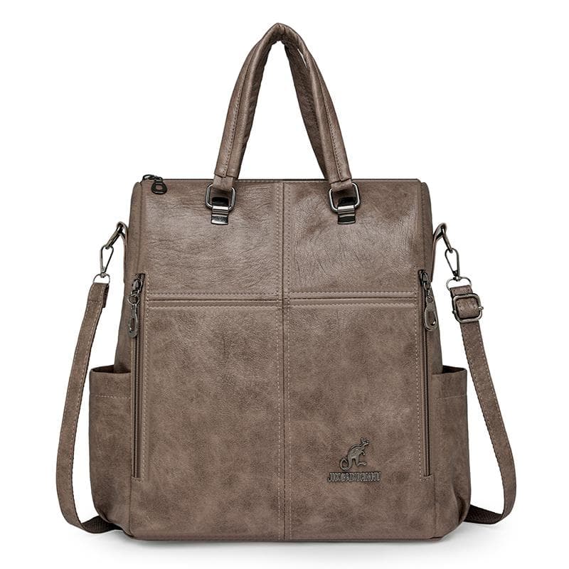 Women's Multi-function Shoulder Bag Large Capacity Backpack khaki