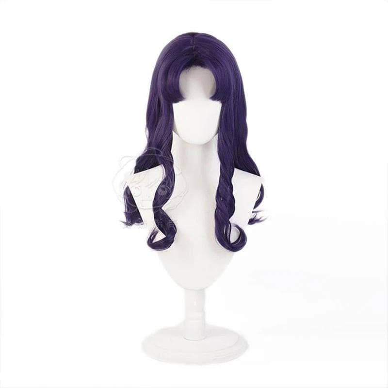 Katsuragi Misato Cosplay Wig Women Purple Long Wavy Heat Resistant Synthetic Hair Katsuragi Anime Role Play Wigs + Wig Cap One Size