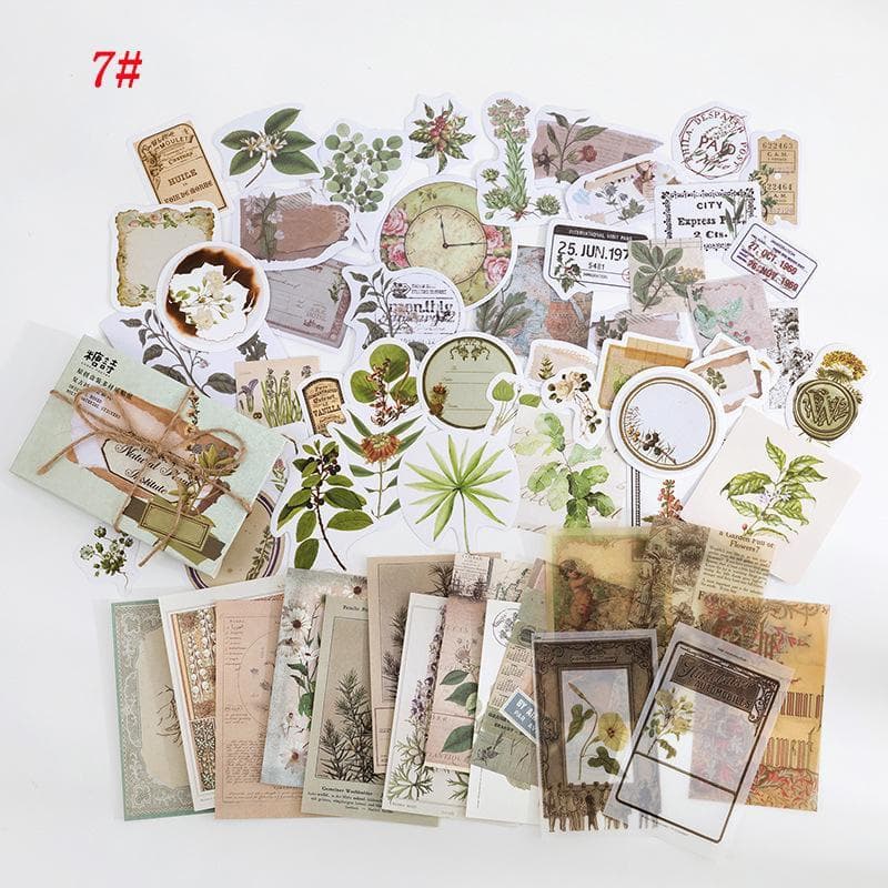 60pcs/Set multi-choice stickers Material package Vintage literary plants characters DIY handbook decoration Scrapbooking Label Diary Journal Planner Natural Plant Institute
