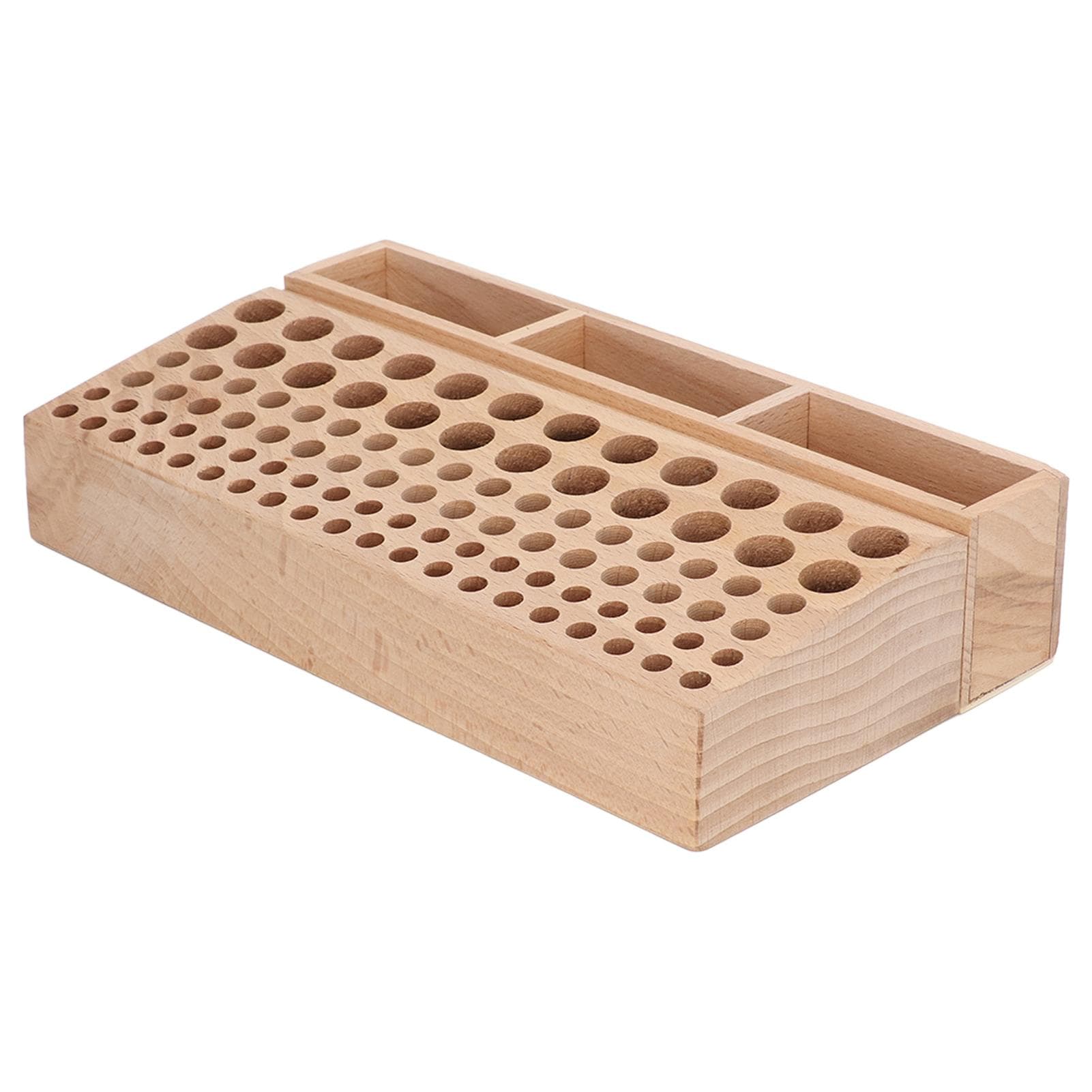 Leather Tool Holder 3 Grid 98 Holes Wooden Leathercraft Tool Rack Leather Working Tool Storage