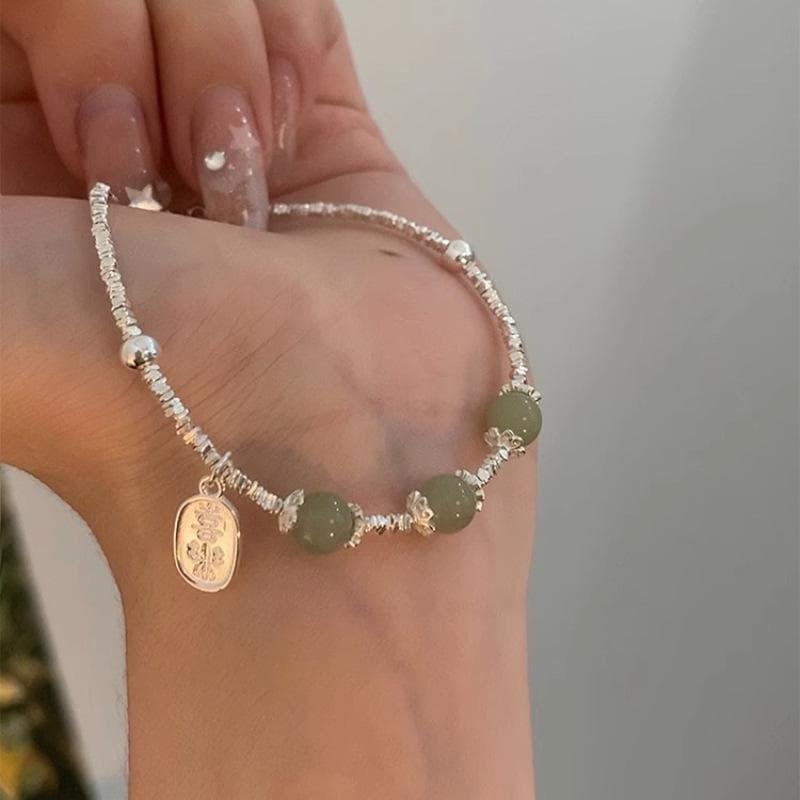 S925 Sterling Silver Jade Bracelet - National Style, New Chinese Design, Symbolizing Peace and Happiness - Elegant All-Match Women's Jewelry