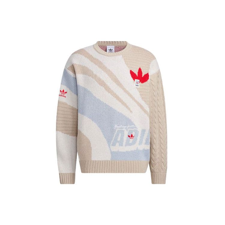 Adidas Originals Sportswear Logo Intarsia Pullover Knit Sweater Men Tops Light-Khaki IN0985 XS