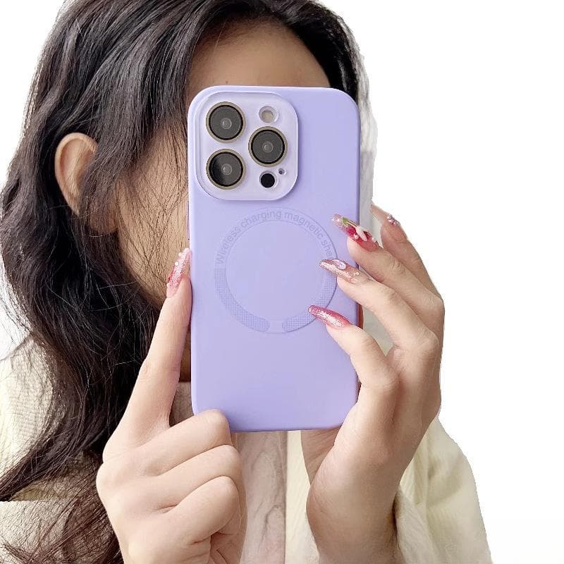 Crystal Lens Film Magnetic Liquid Silicone Suitable for Apple IPhone 15 Mobile Phone Case 11/12/13/14 iphone 11