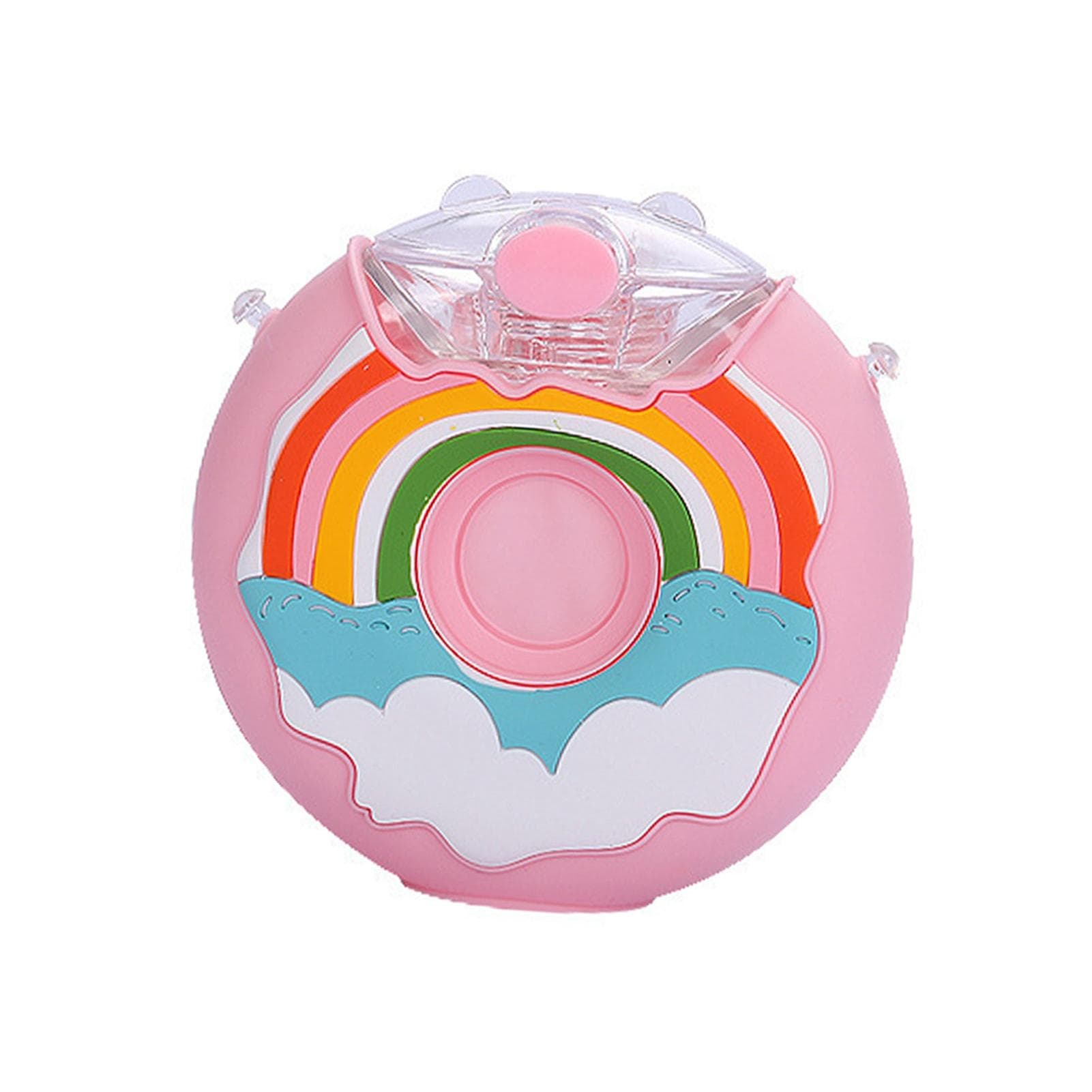 Doughnut Bottle 380ML Cute Leakage Proof Portable BPA Free Silicone PC 145x145mm Water Bottle with