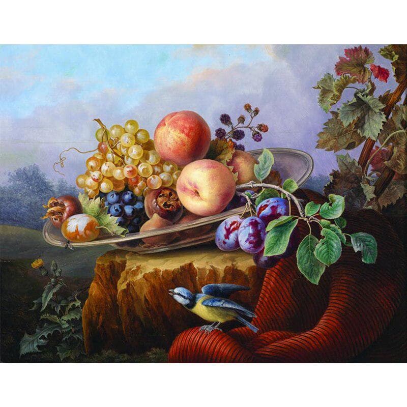 Diamond Embroidery Circle Diamond Painting Rhinestone Crystal Painting Fruit and Bird Home Decor 20X30CM