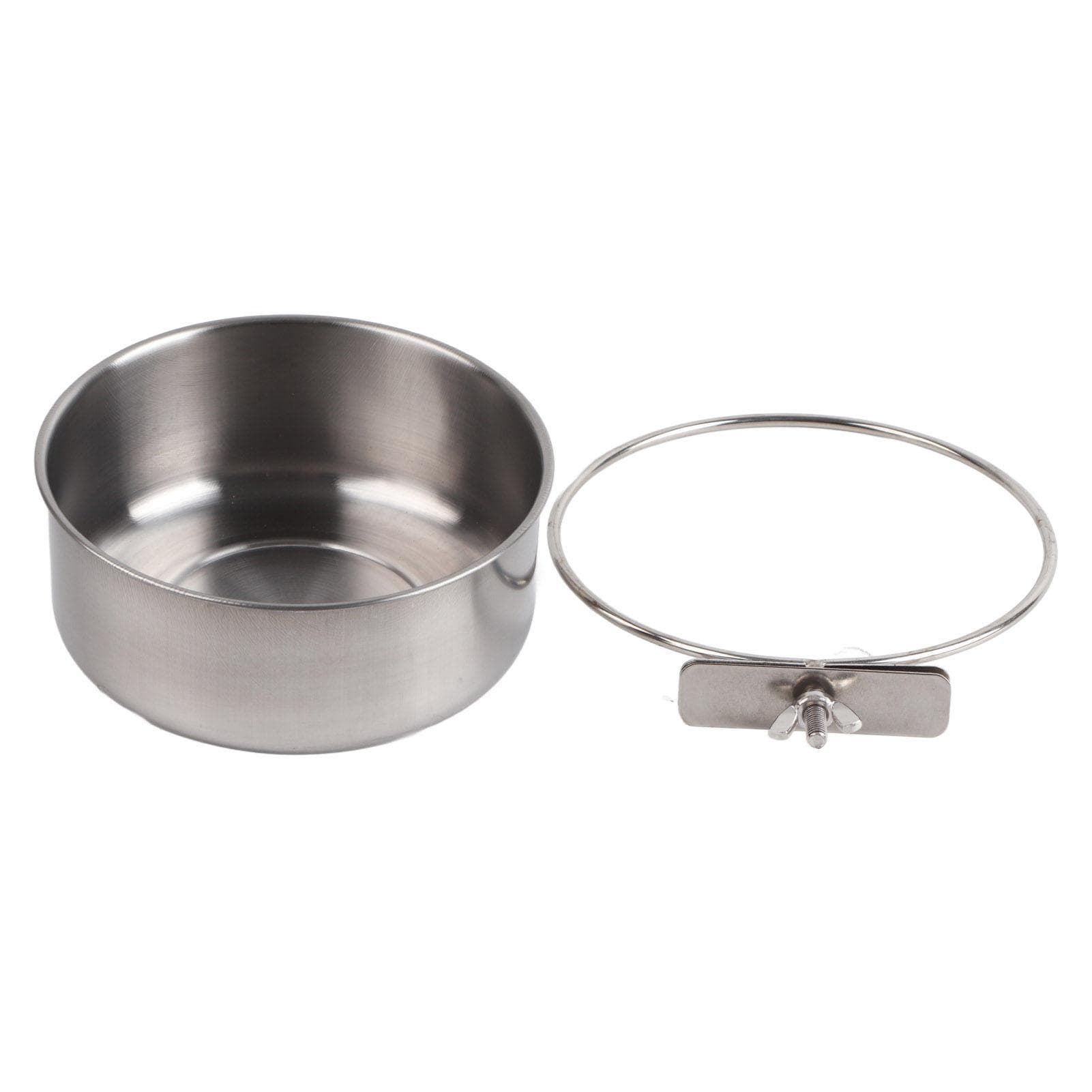 Stainless Steel Food Water Feeding Bowl Parrot Parakeet Feeder Bird Cage Accessory L