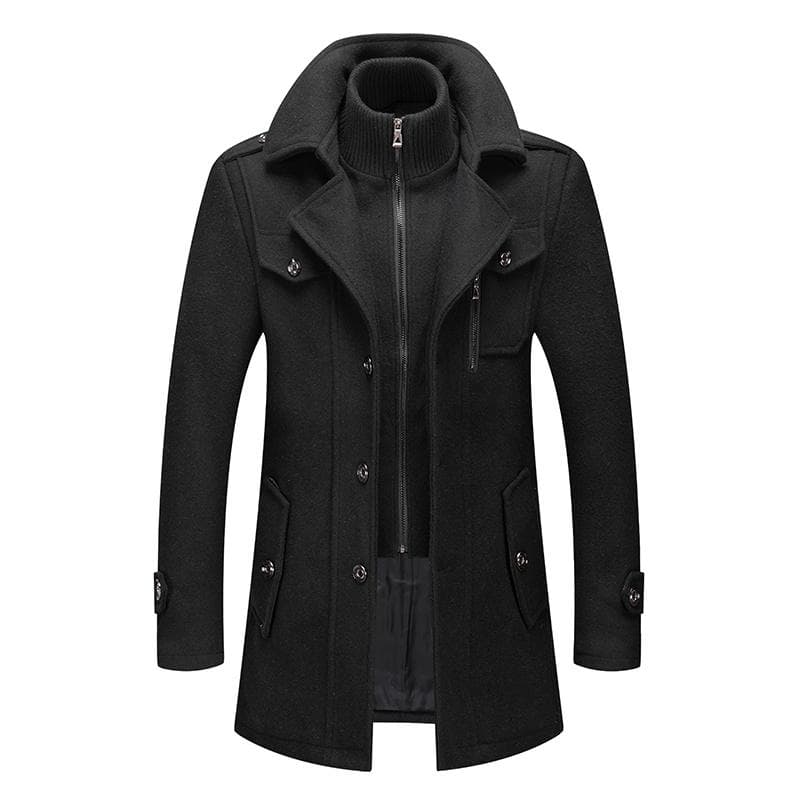 Trench Coat for Men Woolen Coat for Men Jackets for Men Fashion Jacket&coat Mens Coat Double Collar Coat Cold-proof Jacket XXXL black
