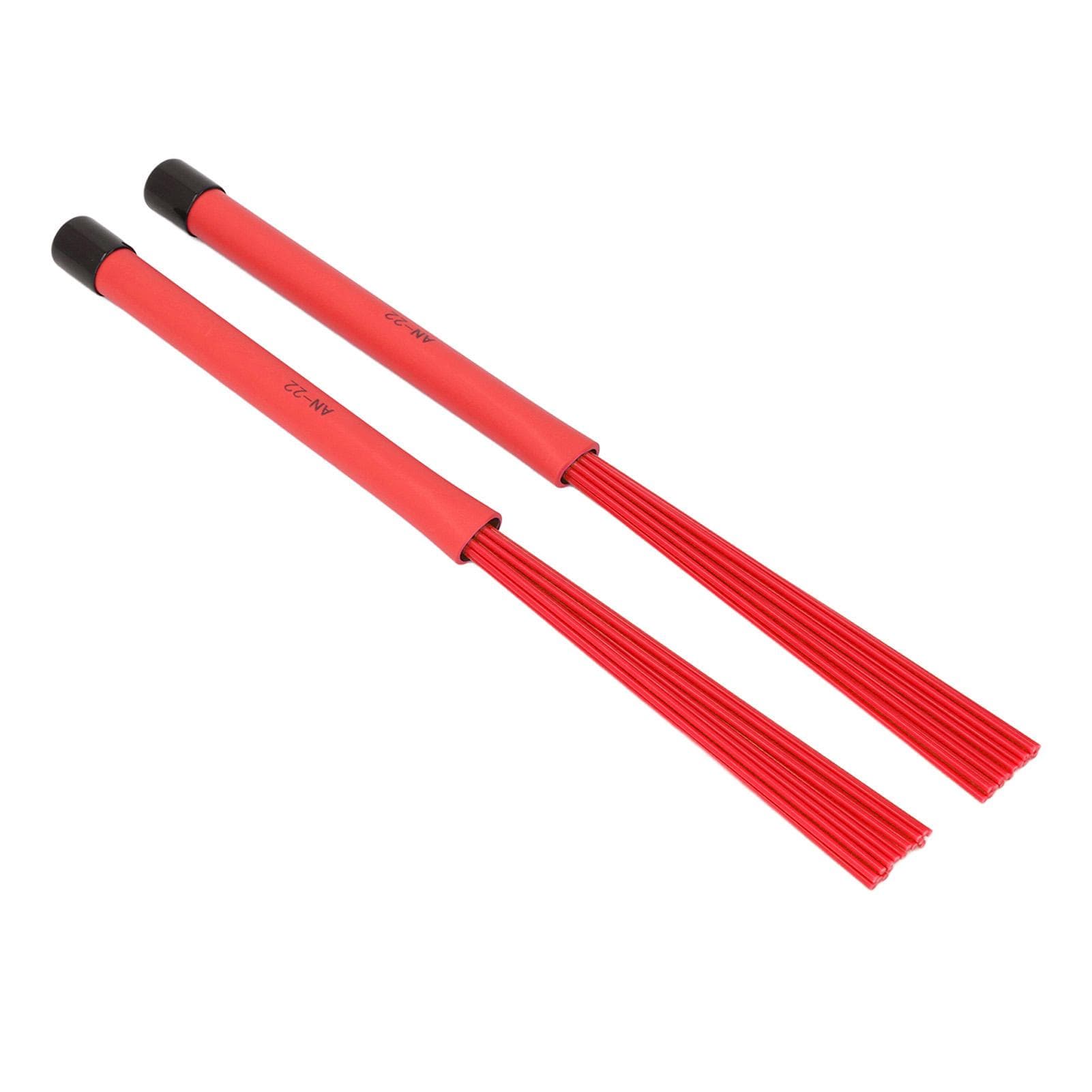 2PCS Retractable Drum Brushes Plastic Bristles Rubber Handle Drumstick Brush Replacement Drum red
