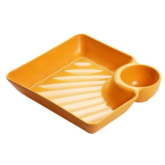 Dumpling Plate Non slip Stackable Plastic Dipping Saucer Sushi Dish yellow