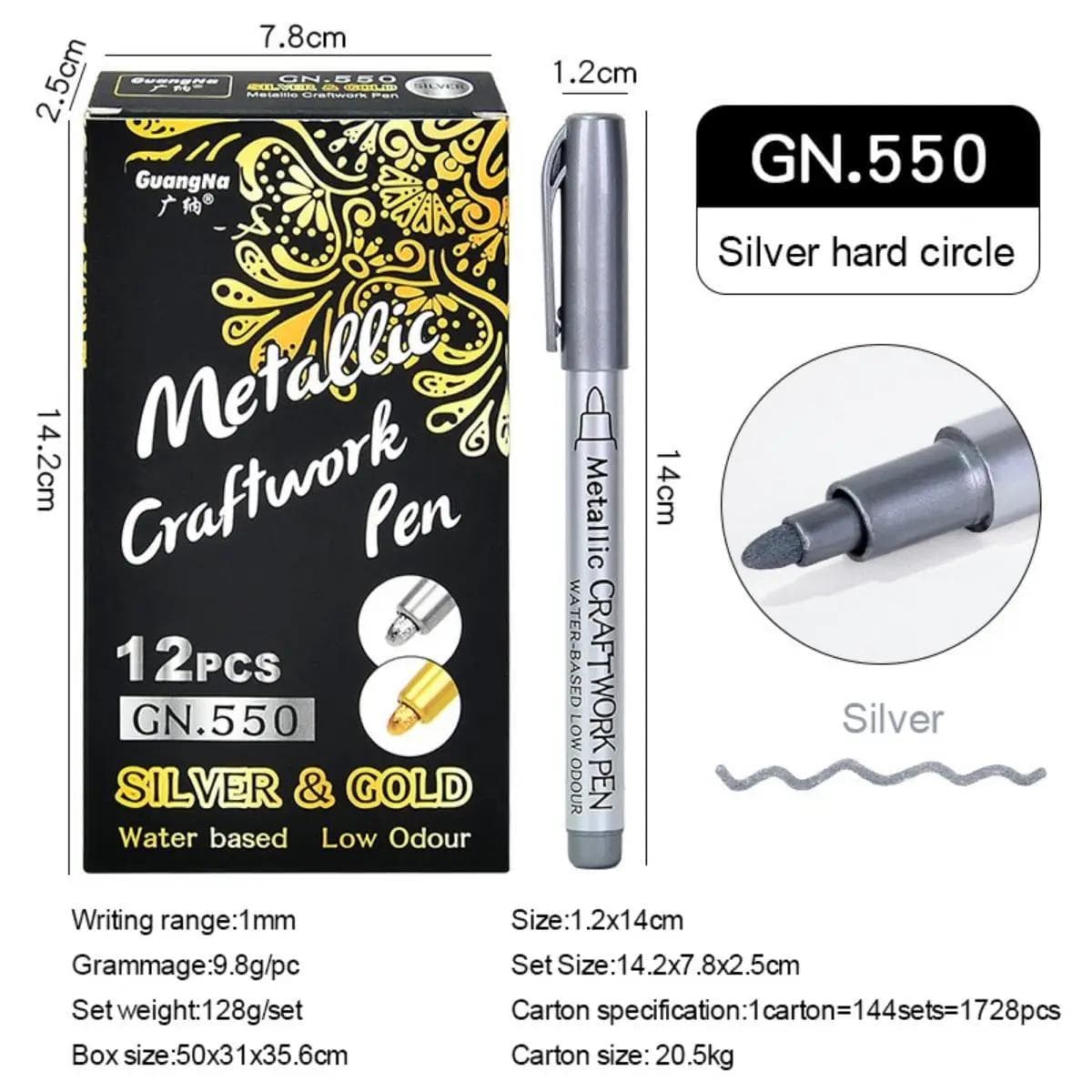 Hard Tip Metallic Color Marker,Rapid Drying,Waterproof Pen for DIY Glass,Ceramic,Stone,Card Pen Art Supplie